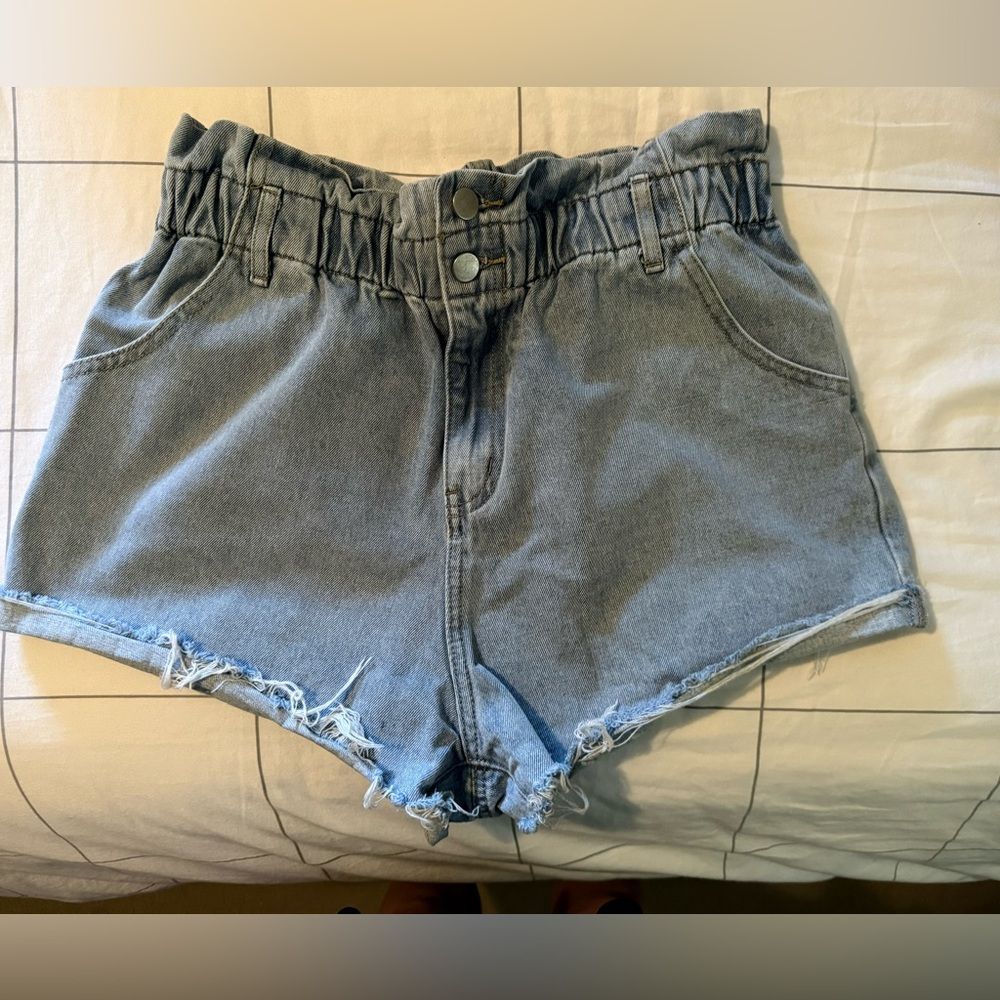 High Waist Light Blue Denim Shorts